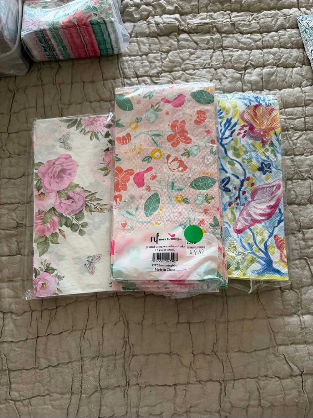 Paper napkins three different kinds